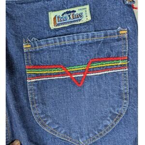Live Ins Jeans Womens 15/16 Blue High Rise Straight Leg Rainbow Embroidered